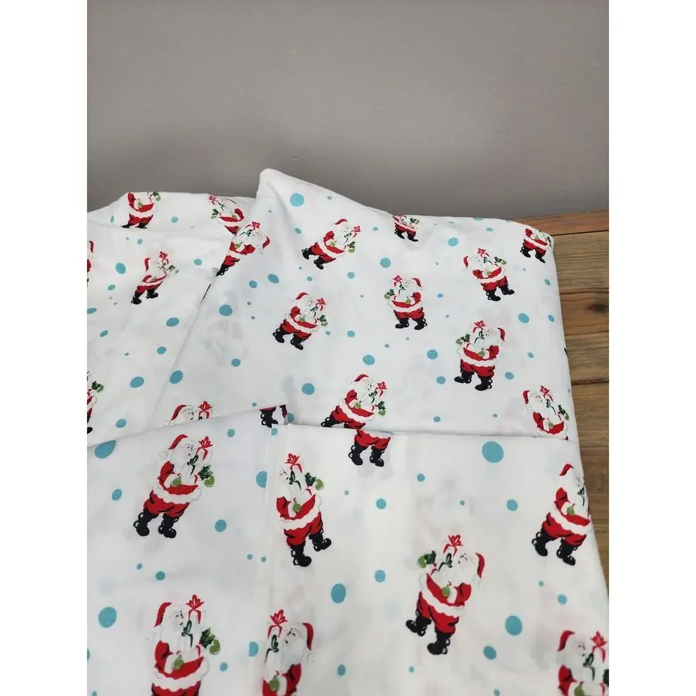 Joyland Santa White Christmas Sheets Full Size 4 Piece Set